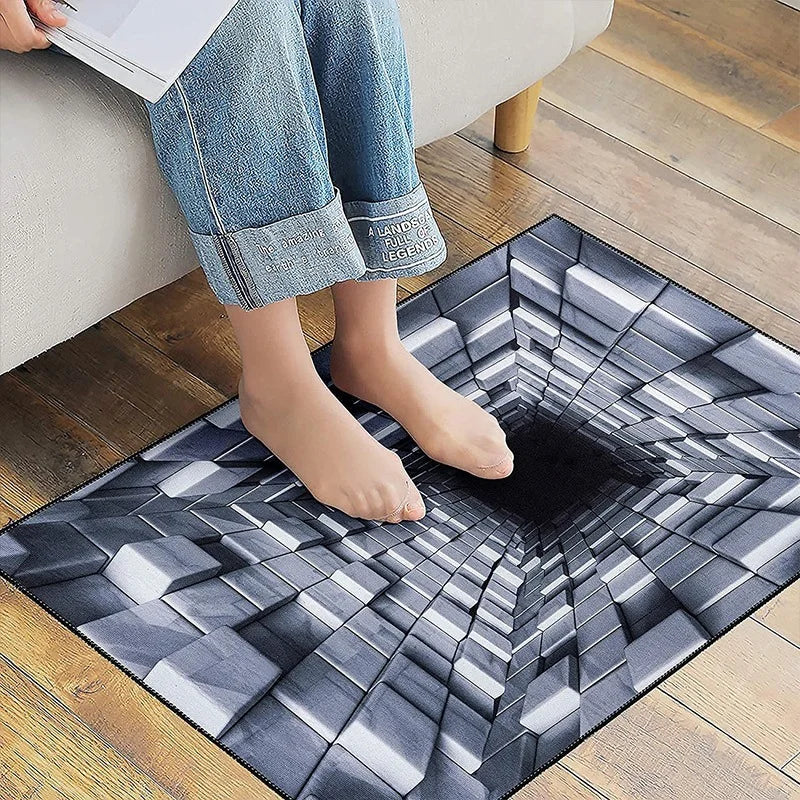 Axyaa 3D Optical Illusion Entrance Carpet: Trippy Living Room Rug for Hallway, Bedroom, Bathroom