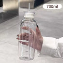 Axyaa Large Glass Water Bottle with Straw, 2 Lids, Clear, Leakproof, Kawaii Eco-Friendly Design