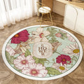 Nordic Floral Round Carpet for Sofa & Coffee Table, Non-Slip & Stain Resistant by Axyaa