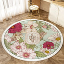 Nordic Floral Round Carpet for Sofa & Coffee Table, Non-Slip & Stain Resistant by Axyaa