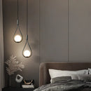 Axyaa Gold lron LED Pendant Lamp with Glass Ball Water Drops for Bedroom Lighting