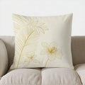 Axyaa Golden Floral & Palm Leaf Print Pillow Cover for Sofa, Bedroom, Car