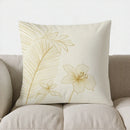 Axyaa Golden Floral & Palm Leaf Print Pillow Cover for Sofa, Bedroom, Car