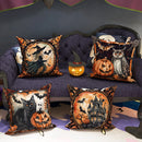 Axyaa Halloween Pillowcase: Witch Pumpkin Cat Castle Pattern for Living Room Sofa