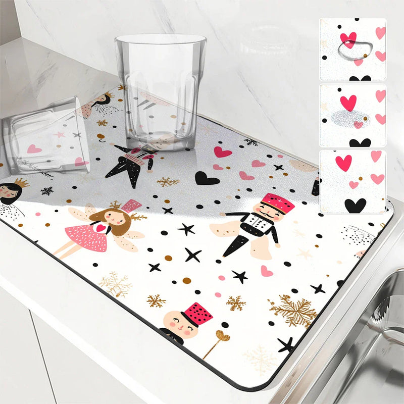 Axyaa Cartoon Girl Stars Polka Dots Kitchen Table Mats