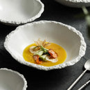 Axyaa White Ceramic Rock Grain Soup Noodle Salad Bowl - High-Grade Tableware