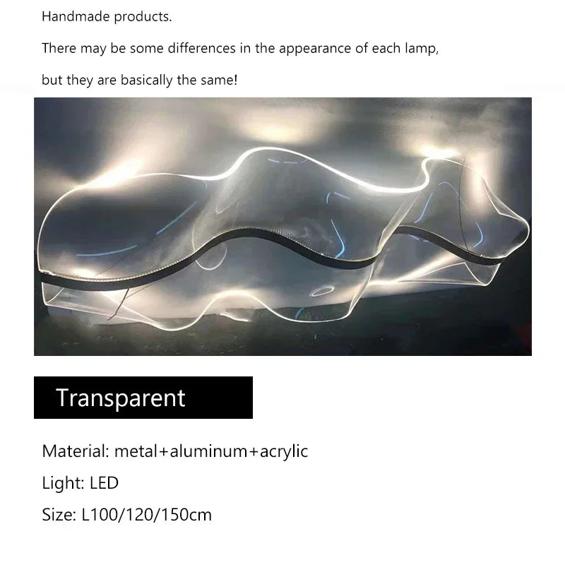 Axyaa Wave LED Pendant Lamp - Elegant Acrylic Designer Chandelier