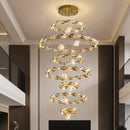 Axyaa Crystal Stair Chandelier LED Ceiling Lamp for Living Room