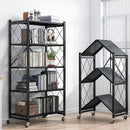 Axyaa Metal Folding Display Stand Shelf Organizer with Caster Wheels
