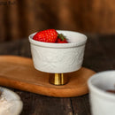 Axyaa High Footed Ceramic Snack Bowl Plate Set - Molecular Cuisine Tableware