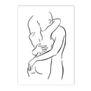 Axyaa Couple Love Kiss Line Drawing Canvas Painting Nordic Living Room Decor