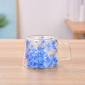 Axyaa Double Layer Glass Coffee Cup with Handle - 200ML Dried Flower Insulated Teacup