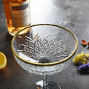 Axyaa Engraved Gold Rim Coupe Martini Glass Cup Cocktail Goblet