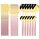 Axyaa Stainless Steel Silverware Set - 24Pcs Dinnerware Cutlery Flatware Kitchen Tableware