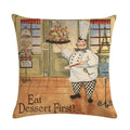 Axyaa Chef Portrait Oil Painting Cotton Linen Throw Pillow Cover 45X45CM