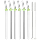 Axyaa Glass Straw Set: 6 Reusable Smoothie Eco Friendly Drinking Straws