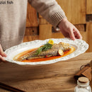 Axyaa Oval Ceramic Texture Plate Set for Restaurant and Home Use