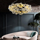 Axyaa Gold Villa Crystal LED Chandelier - Elegant Lighting for Dining Room & Lobby