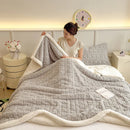Axyaa Plush Fleece Double Layer Wool Bed Blanket Wool Throw Cozy Blanket