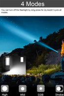 Axya High Lumen Rechargeable LED Flashlight with COB Side Light, Waterproof & Zoomable