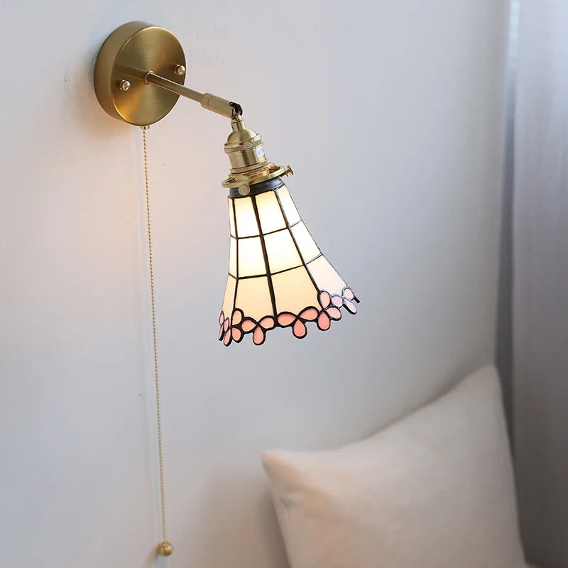 Axyaa Nordic LED Wall Light White & Pink Glass Flower Lampshade – Modern Kitchen Bathroom Stair Lighting