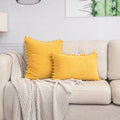 Lumbar Corduroy Boho Cushion Cover with Pom Pom Detail by Axyaa