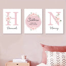 Axyaa Personalized Sisters Floral Canvas Wall Art for Nursery Decoration