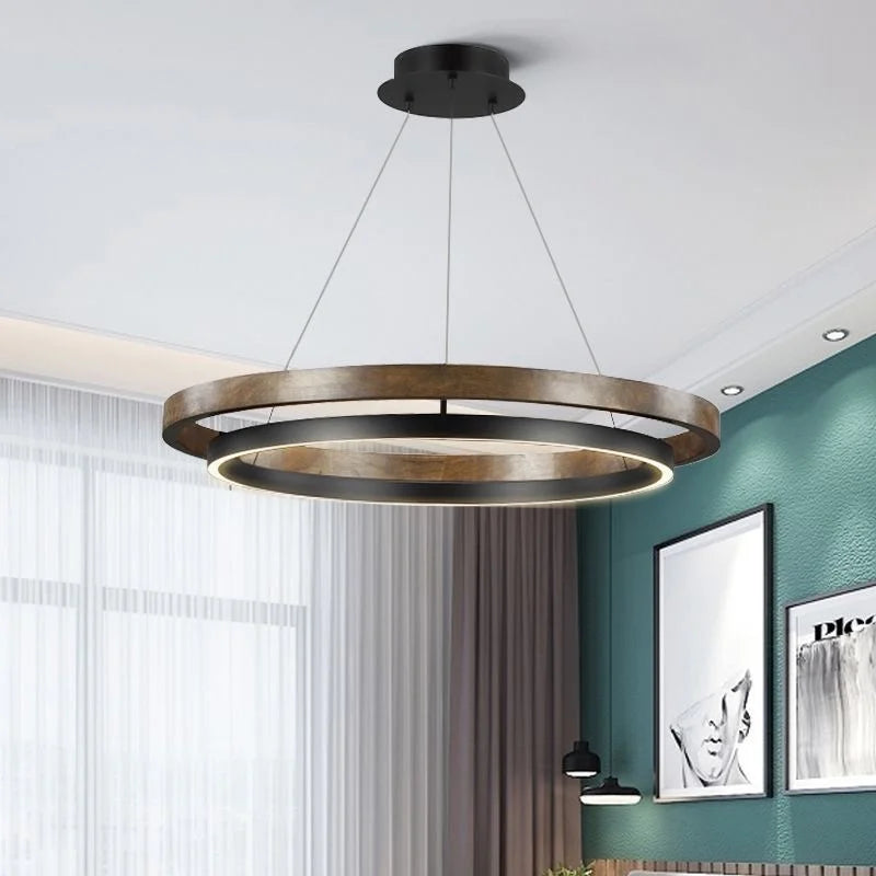 Modern LED Double Circular Chandelier for Dining, Bedroom, and Living Room by Axyaa