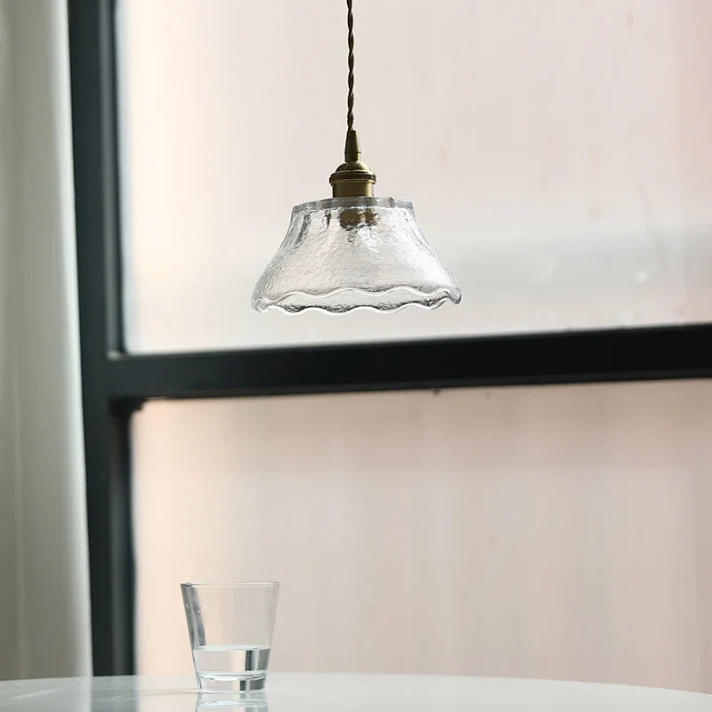 Axyaa Clear Glass LED Pendant Light with Adjustable Copper Socket for Modern Decor