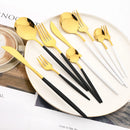 Axyaa Stainless Steel Cutlery Set - Black Silver Dinnerware Flatware Tableware Kit