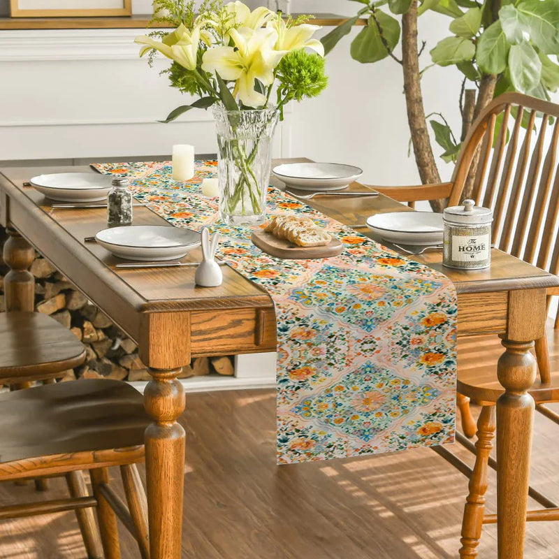 Axyaa National Style Table Runner - Retro Pattern for Dining Decor and Wedding