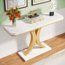 Axyaa Modern Gold Geometric Console Table, 40" Narrow Entryway Accent Table