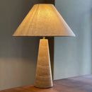 Axyaa Travertine Table Lamp with Fabric Lampshade & LED Bulb