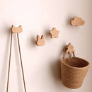 Axyaa Wooden Animal Star Moon Wall Hooks - Creative Room Decor & Key Holder