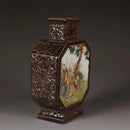 Axyaa Qianlong Ceramic Vase Flat Bottle Antique Collection Ornaments