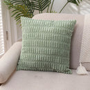 White Green Corduroy Cushion Cover 45x45, Modern Home Decor for Sofa, Axyaa Brand