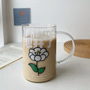 Axyaa Glass Cups with Lid & Straw - Cute Big Drinkware for Coffee, Water, Tea, Juice
