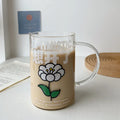 Axyaa 1000ml Glass Cups with Lid & Straw, Cute Coffee Mugs, Big Drinkware