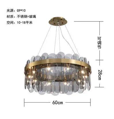 Axyaa Nordic Smoke Grey Glass Chandelier Pendant Light for Living Room, Bedroom, Hotel, Restaurant, Bar