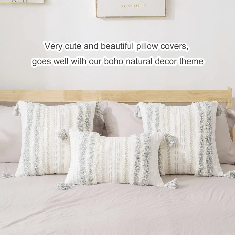 Axyaa Bohemia Tufted Woven Cushion Covers Set of 2