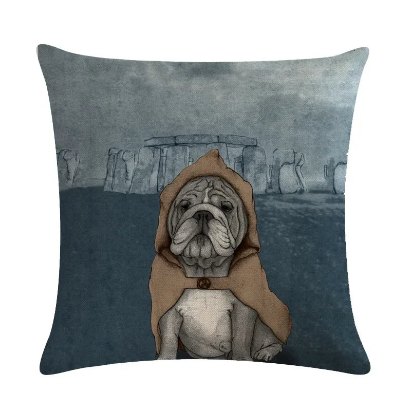 Axyaa Animal Pillowcase Family Car Pillow Case Cartoon Flax Cushion Cover