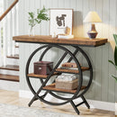 Axyaa Industrial 4-Tier Console Table, 39.4" Entryway Sofa Table with Thickened Top