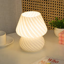 Axya Modern Striped Mushroom Glass LED Table Lamp for Bedroom Bedside Home Decor