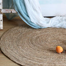 Axyaa Round Woven Rattan Carpets, Natural Straw Floor Mats for Living Room & Bedroom