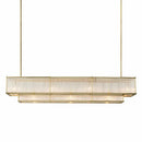 Axyaa Clear Glass Rod Linear Chandelier - Vintage Gold Lustre LED Lighting