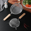 Axyaa Stainless Steel Wooden Handle Strainer Spoon for Multi-functional Kitchen Tools