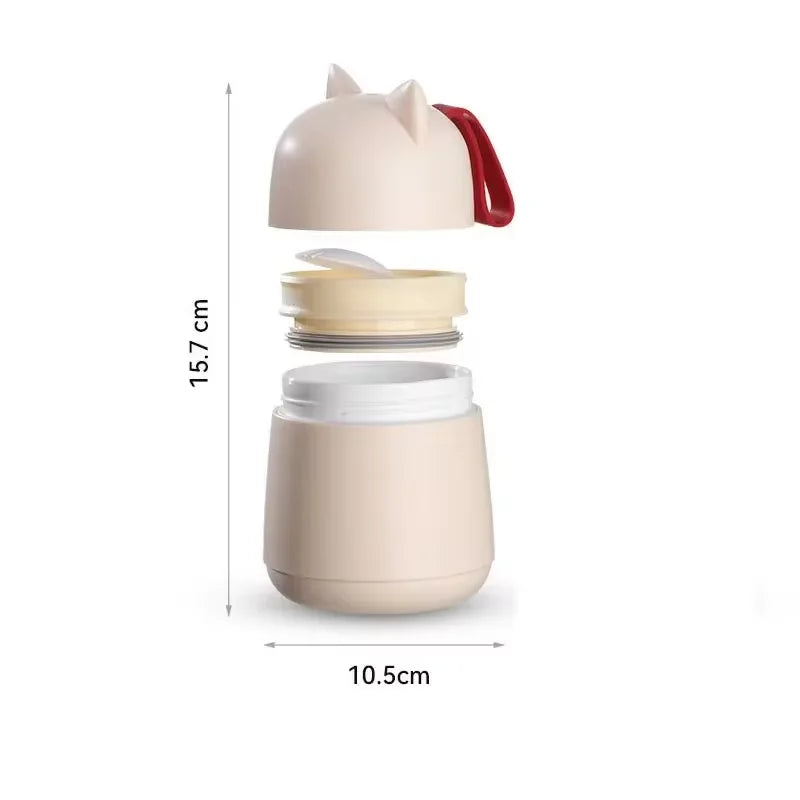 Axyaa Cat Ear Soup Cup with Spoon - Leak-proof & Portable Breakfast Cup