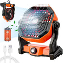 Axyaa Portable Desk Fan with LED Light, Rechargeable & Quiet, Hanging Hook, Battery Operated