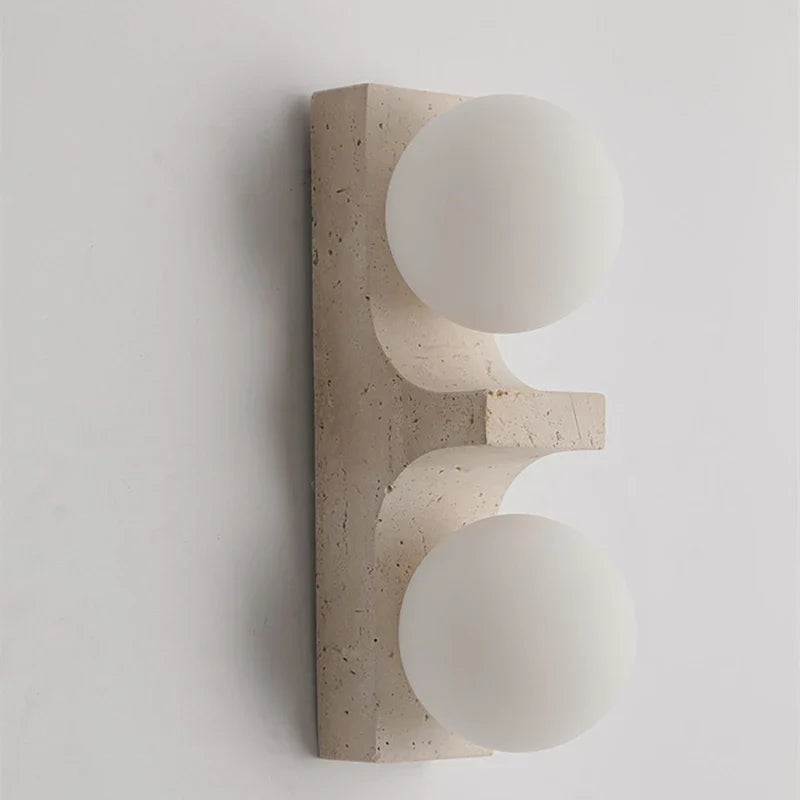Axyaa Wabi-Sabi Glass Wall Lamp with LED Bulb, Yellow Travertine, Indoor Wall Light