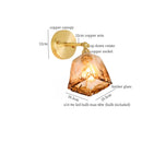 Axyaa Japanese Amber Glass LED Wall Lamp Vintage Copper Applique Murale
